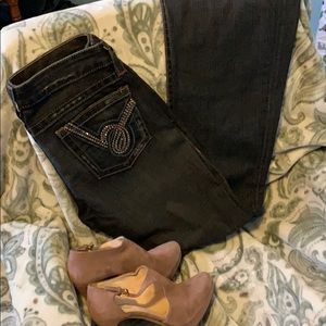 Bebe Dark Wash Embellished Bootcut Jeans Sz US 26